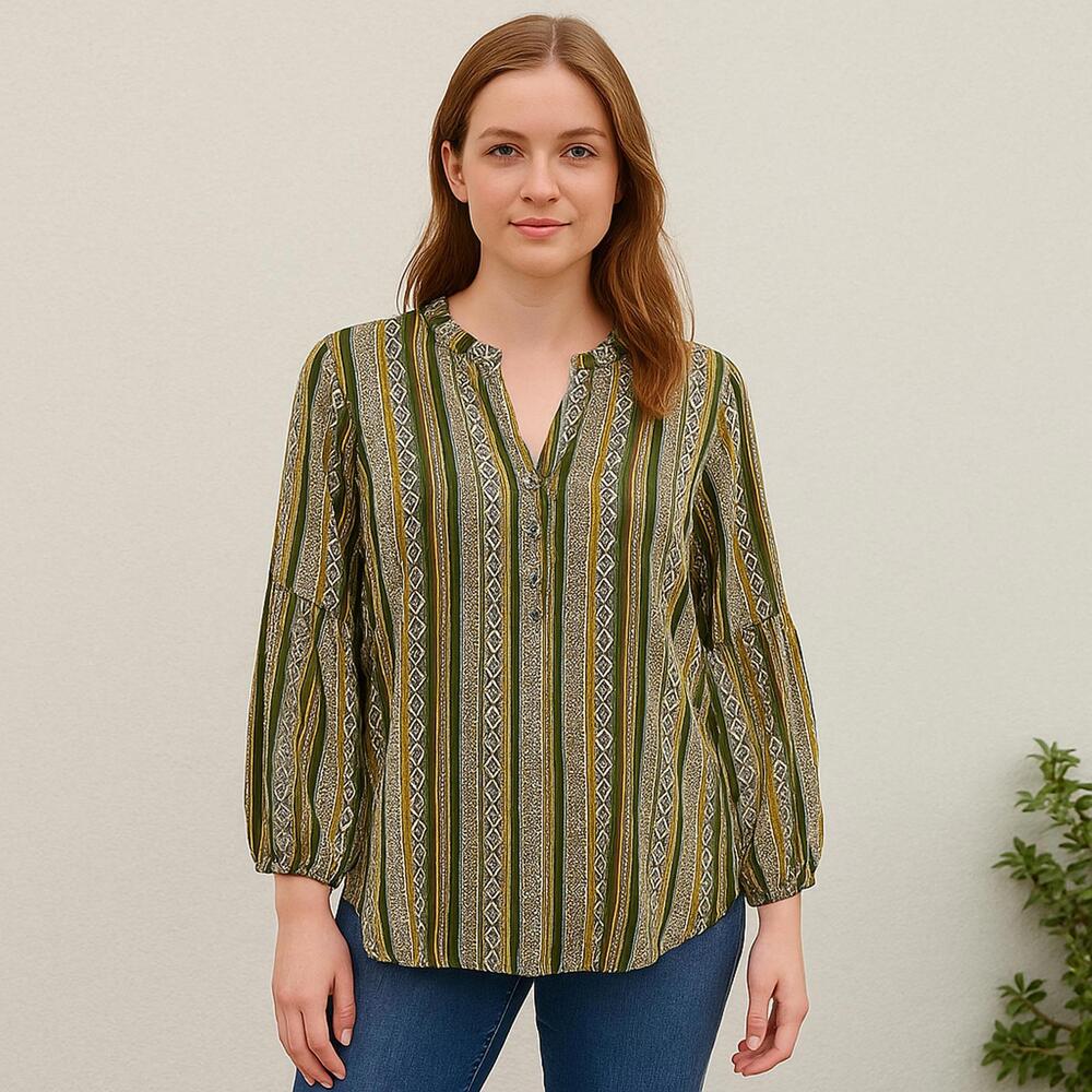 Umgee Women’s Medium Boho Aztec Stripe Tunic Top | Bohemian Free‎ Spirit Style